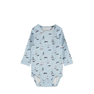 NAME IT BABY romper met all over print lichtblauw