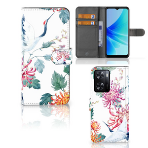 PPO A57 | A57s | A77 4G Telefoonhoesje met Pasjes Bird Flowers