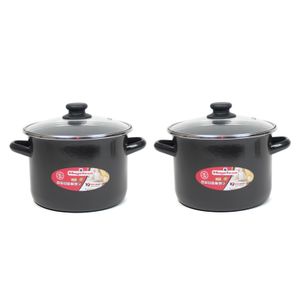 Set van 2x stuks rvs kookpan/soeppan met glazen deksel 18 cm 3 liter