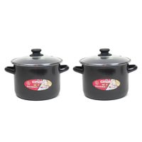 Set van 2x stuks rvs kookpan/soeppan met glazen deksel 18 cm 3 liter - thumbnail