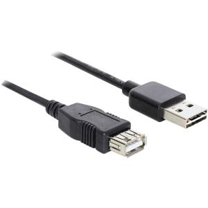 Delock USB-kabel USB 2.0 USB-A stekker, USB-A bus 1.00 m Zwart Stekker past op beide manieren, Vergulde steekcontacten, UL gecertificeerd 83370