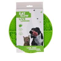 Eat Slow Live Longer Likmat cirkel - Ø21 cm - snuffelmat - anti-snuffelmat - slowfeeder - afleiding - honden en katten - 100% siliconen - vaatwasmachinebestendig - groen