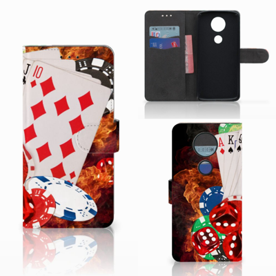 Motorola Moto E5 Plus Wallet Case met Pasjes Casino