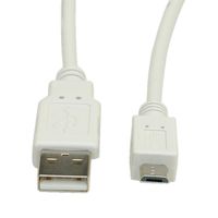 VALUE USB 2.0 Kabel, USB A Male - Micro USB B Male, wit, 3 m - thumbnail