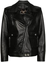 Elisabetta Franchi veste de moto en cuir - Noir