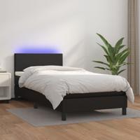 Boxspring met matras en LED kunstleer zwart 90x200 cm SKU: V3134081 - thumbnail