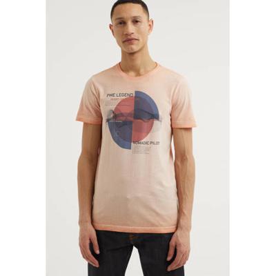 PME Legend T-shirt met printopdruk zalm