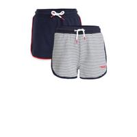 WE Fashion korte broek- set van 2 donkerblauw/wit