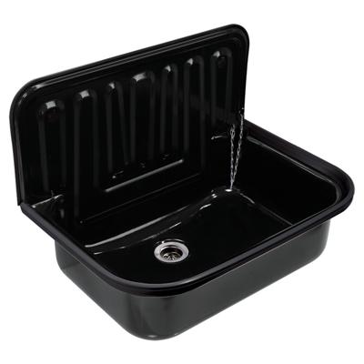 Differnz Uitstortgootsteen met afvoerstop 50 x 38 x 33 cm staal zwart Differnz Uitstortgootsteen met afvoerstop 50 x 38 x 33 cm staal zwart