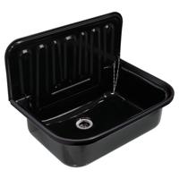 Differnz Uitstortgootsteen met afvoerstop 50 x 38 x 33 cm staal zwart