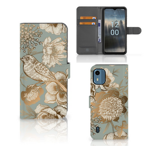 Hoesje voor Nokia C12 Vintage Bird Flowers