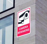 Camerabewaking rode en zwarte bord zelfklevende sticker