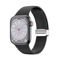 By Qubix - Siliconen bandje - Folding Buckle - Zwart - Compatible met Apple Watch 38mm / 40mm / 41mm / 42mm - Compatible Apple watch bandjes