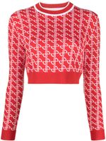 Patou pull en laine mérinos à logo en jacquard - Rouge - thumbnail