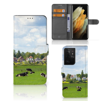 Samsung Galaxy S21 Ultra Telefoonhoesje met Pasjes Koeien Samsung Galaxy S21 Ultra Telefoonhoesje met Pasjes Koeien