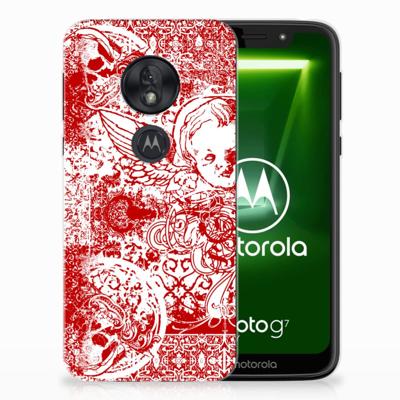 Silicone Back Case Motorola Moto G7 Play Angel Skull Rood