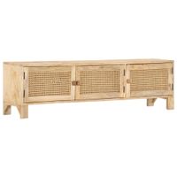 Tv-meubel 140x30x40 cm massief mangohout en natuurlijk riet