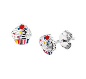 TFT Oorknoppen Cupcake Zilver Gerhodineerd Glanzend 7 mm x 7 mm