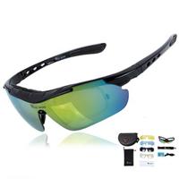 WEST BIKING Motorfiets Fietsbril Multilayer Mirror Lens Powersports Zonnebril - Zwart - thumbnail