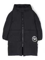 Emporio Armani Kids veste matelassée à patch logo - Bleu