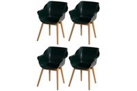 Set van 4 - Hartman Sophie Studio dining armstoel - Night green - Teak poot