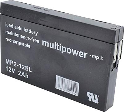 Multipower MP2-12SL MP2-12SL loodaccu 12V 2Ah loodvlies (AGM) (B x H x D) 148 x 90 x 20 mm platte stec