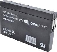 Multipower MP2-12SL MP2-12SL loodaccu 12V 2Ah loodvlies (AGM) (B x H x D) 148 x 90 x 20 mm platte stec