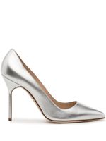 Manolo Blahnik escarpins en cuir à effet métallisé - Argent