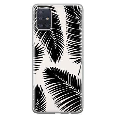 Samsung Galaxy A51 siliconen telefoonhoesje - Palm leaves silhouette Samsung Galaxy A51 siliconen telefoonhoesje - Palm leaves silhouette