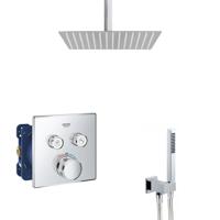 Grohe Grohtherm SmartControl inbouw regendouche vierkant plafondarm 30cm kop