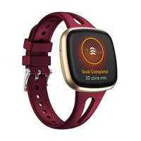 By Qubix - Compatible met Fitbit Versa 3 & 4 / Sense 1 & 2 - Sportbandje druppel design - Large - Bordeaux - Compatible fitbit bandje
