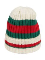 Gucci Kids bonnet en maille à détail Web - Blanc - thumbnail