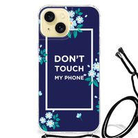 Apple iPhone 15 Anti Shock Case Flowers Blue DTMP