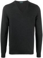 Zanone V-neck virgin-wool jumper - Gris - thumbnail