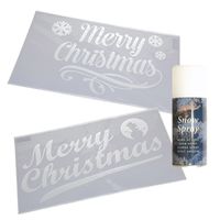 Kerst raamsjablonen - merry christmas - 2 stuks - met sneeuwspray