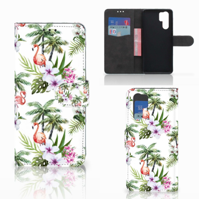 Huawei P30 Pro Telefoonhoesje met Pasjes Flamingo Palms Huawei P30 Pro Telefoonhoesje met Pasjes Flamingo Palms
