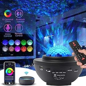 led ster nachtlampje wave galaxy projector bluetooth usb voice control muziekspeler 360 rotatie nachtverlichting lamp slaapkamer decor halloween gift Lightinthebox