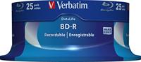 Verbatim BD-R SL Datalife - Blu-Ray-schijf 25 GB, 6x brandsnelheid, krasbescherming, 25 Pack Spindle