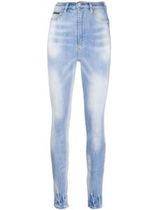 Philipp Plein jean à broderies et effet délavé - Bleu