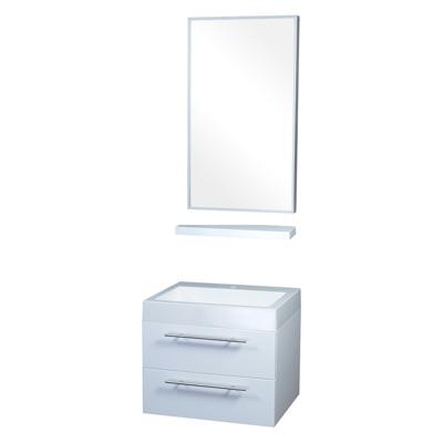 Differnz Force badkamermeubel 58cm 1 kraangat wit met spiegel en planchet Differnz Force badkamermeubel 58cm 1 kraangat wit met spiegel en planchet