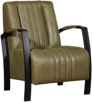 Olijfgroene leren industriële stalen fauteuil Glamour - Vintage Leer Olive (olijfgroen leer) - thumbnail