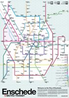 Wandkaart - Stadsplattegrond Enschede Metro Transit Map - Metrokaart | - thumbnail