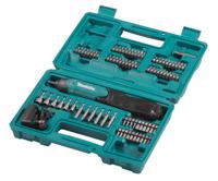 Makita DF001DW 3,6v Schroevendraaier Met ingebouwde 1,5 Ah Li-ion accu, lader, koffer, 81-delige acc. set - DF001DW