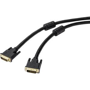 Renkforce RF-4695150 DVI-kabel DVI Aansluitkabel DVI-D 24+1-polige stekker, DVI-D 24+1-polige stekker 20.00 m Zwart Afgeschermd (dubbel), Met Ferrietkern,