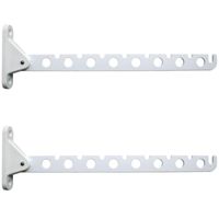 2x stuks Uitklapbare witte metalen kledinghaak van 30 cm - thumbnail