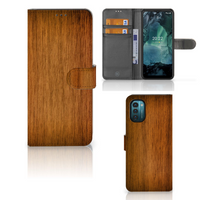 Nokia G11 | G21 Book Style Case Donker Hout - thumbnail