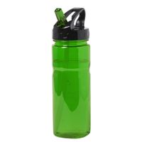 Kunststof waterfles/drinkfles/sportfles - groen transparant - met drinktuit - 650 ml - thumbnail