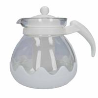 Glazen theepot met thee filter/infuser 1,25 liter zwart - Theepotten