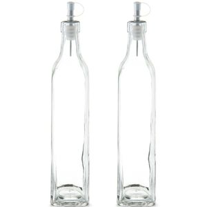 2x Glazen azijn/olie flessen met schenktuit 500 ml