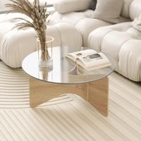 Umbra Ronde Salontafel Madera Eucalyptushout en glas, 84cm - Naturel - thumbnail